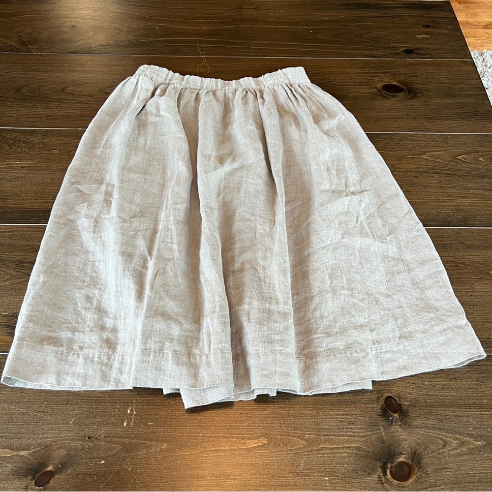 notPERFECTLINEN Natural Linen Midi Skirt